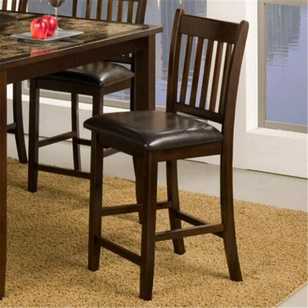 Alpine Furniture Capitola Set of 2 Pub Chair with Faux Leather Cushions, Espresso - 41.5 x 20 x 18 in 554-C